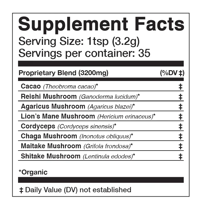 ADAPTOGENIC Powder | Organic, 7 Medicinal Mushrooms + Cacao - Image 9